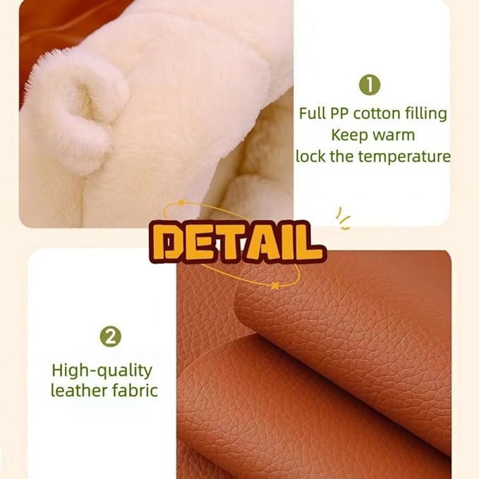 Winter Warming Cat Sleeping Bag，Soft Plush Sleeping Bag for Indoor Cats，Cozy Pet Nest for Cats and Dogs, Portable Calming Pet Nests，Cat Cave Bed Self Warming (Leather, Large（22.5 * 18.8 in）)