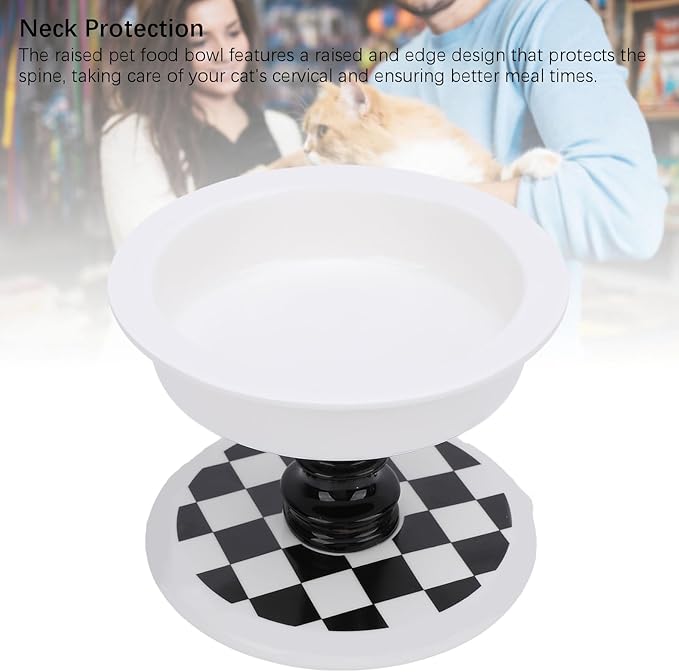 Elevated Cat Bowl, Multifunctional Prevent Vomiting Ceramic Pet Food and Water Bowl Stand with Non Slip Base for Cat Kitten