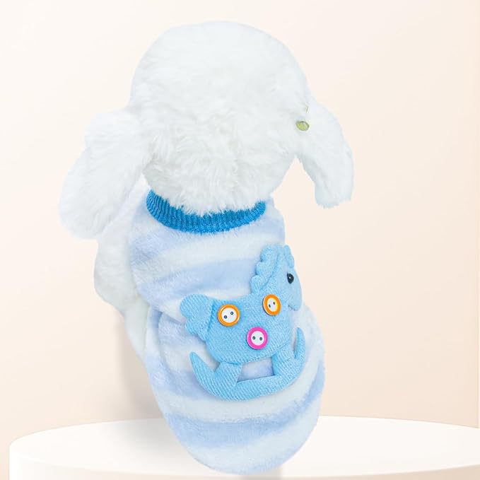 2 Pack Dog Sweaters for Small Dogs Girl Boy Winter Fleece Dogs Clothes Cute Warm Puppy Sweater Chihuahua Teacup Dog Clothes Pet Outfit Pink Blue (Blue, Small(for6.5-8lb))