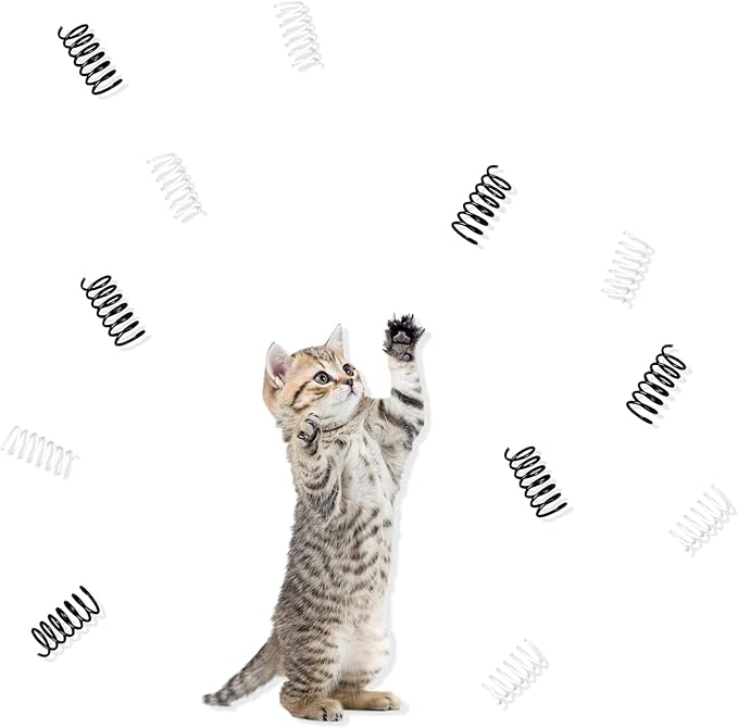 Andiker Cat Springs for Indoor Cats, 12Pc Cat Creative Toy to Kill Time&Keep Fit Interactive Cat Toy Black&White Springs Cat Toy for Biting(Black+White)