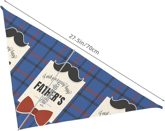 Happy Father's Day Dog Bandana Adjustable Reversible Triangle Dog Scarf Scarves Pet Bibs Costume Accessory Decor for Cats