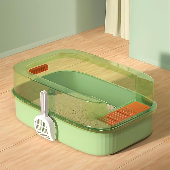 Pet Supplies, Kitten Litter Box with Scoop,High Sided Open Cat Toilet for Small Cats & Travel(Gray)