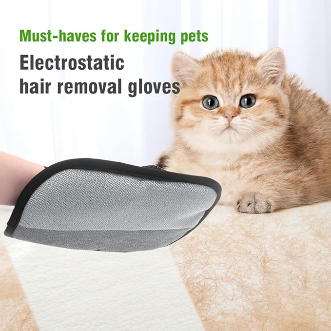 Pet Hair Removal Glove for Cats and Dogs,2Pcs Upgraded Five-Finger Design, Reusable Electrostatic Magic Brush Tool for Laundry, Couch, Carpet, Car Seat