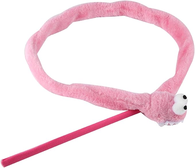 Cat Toy Snake, Serpentine Mint Cat Teasing Stick Enhance Bond with Cats, Pet Stress Relief and Interactive Toys (Pink)