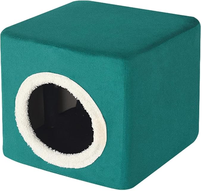 Baoblaze Cat House Cat Bed for Hideaway Furniture Sturdy Covered Cat Bed Cave Pet Condo for Cats Exercising Sleeping, Dark Green