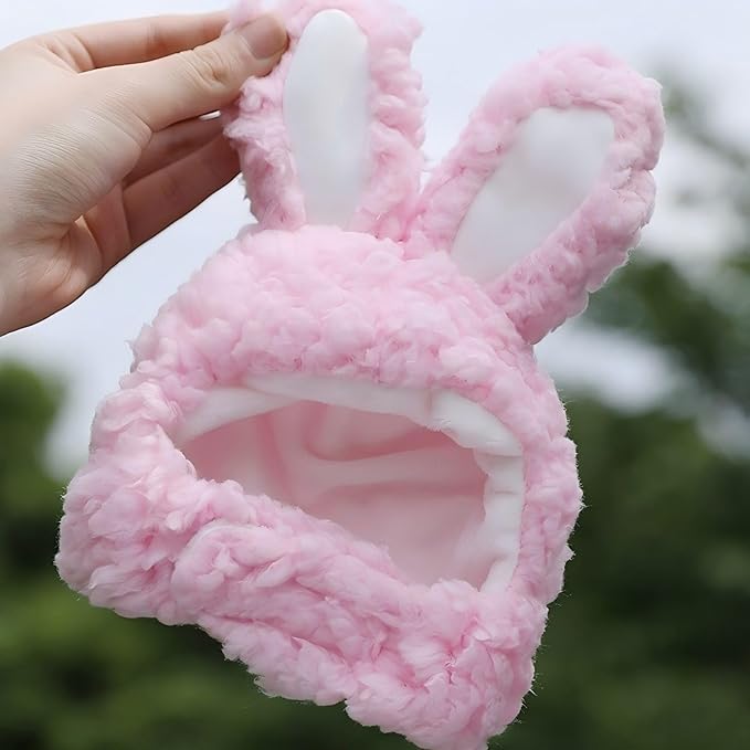 Rabbit Ears Hat for Cats & Small Dogs - Adjustable Plush Bunny Costume Headband for Easter, Halloween & Pet Party Dress Up (Pink)
