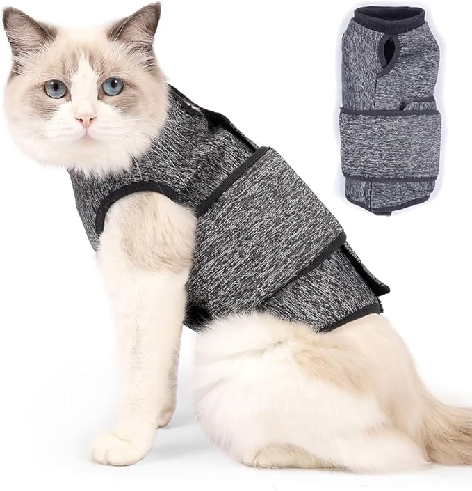 Pet Anxiety Jacket, Calming Vest with Adjustable Hook and Loop for Cats and Dogs, Soft Polyester Cotton Blend Fabric for Stress Relief During Thunder Fireworks and Travel