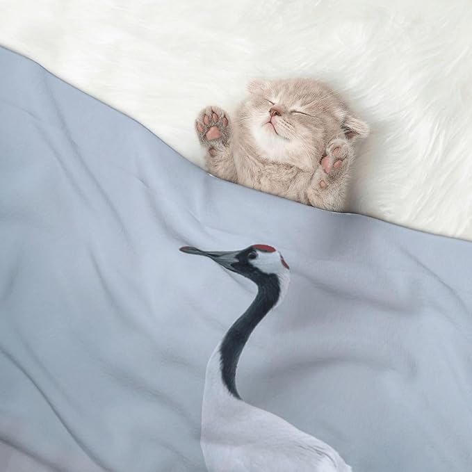 Cat Dog Blanket Japanese Crane Ultra Soft Warming Mat for Indoor Pet Beds Furniture 27.6 X 19.7inch