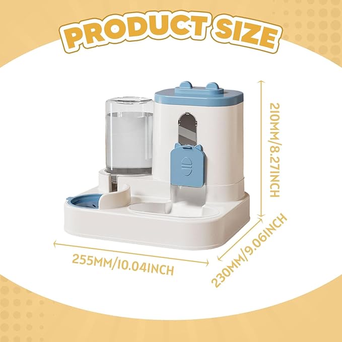 Automatic Pet Feeder and Waterer, 2-in-1 Food and Water Dispenser for Cats, Kittens, Small Medium Dogs, Blue