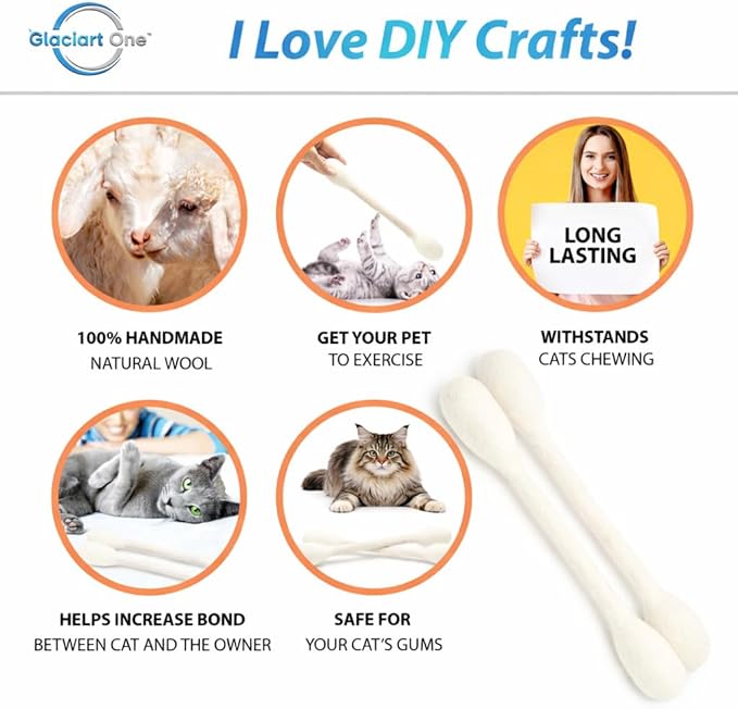 Glaciart One XXL Swabs Cat Toys with Catnip - 2 Pk | Durable for Chew, Cute Cat Toys Interactive Kitty for Boredom, Exercise, & Play | Filled w/Organic Catnip for Anxiety & as Digestive Aid