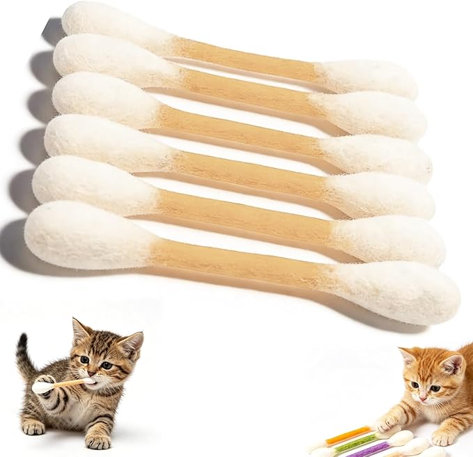 Cotton Swabs Cat Toys with Catnip,6Pack Giant Kitten Chew Sticks for Indoor Boredom,Durable Big Kitten Chew Dental Teething Ropes,Big Interactive Felt Kitty Kicker Play Lover Gift Accessories (Yellow)