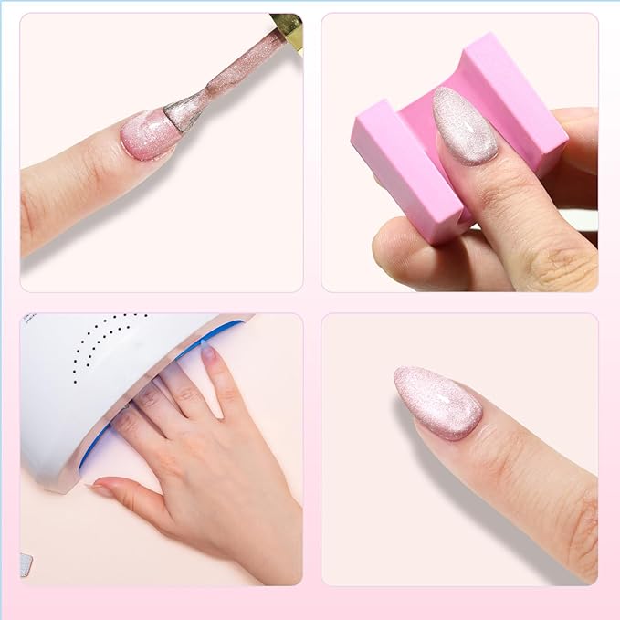Cat Eye Magnet for Nails,2PCS Professional Nail Magnet Tool for Cat Eye Gel Nail Polish,Suitable for Personal DIY, Nail Studio or Nail(WhitePink)