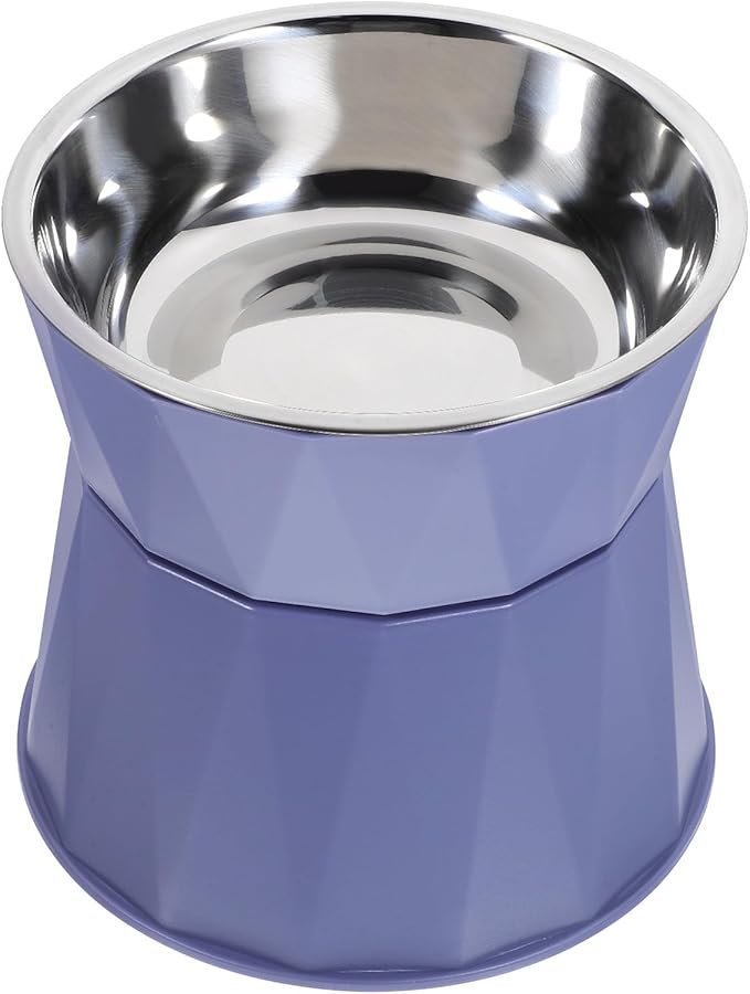 Kisangel Elevated Cat Bowl Adjustable Raised Pet Feeder with Non-Slip Support Stand in Blue for Indoor Cats Feeding and Watering