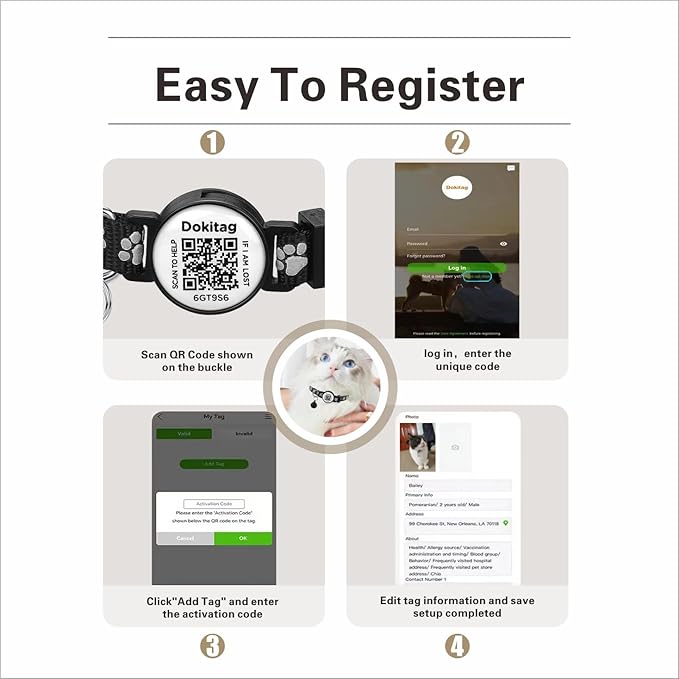Reflective Cat Collar with QR Code Name Tag,Breakaway Cat Collars with Pet Id Tag and Bells,Scan QR Receive Instant Pet Location Alert Email 2pack (Pink&red)