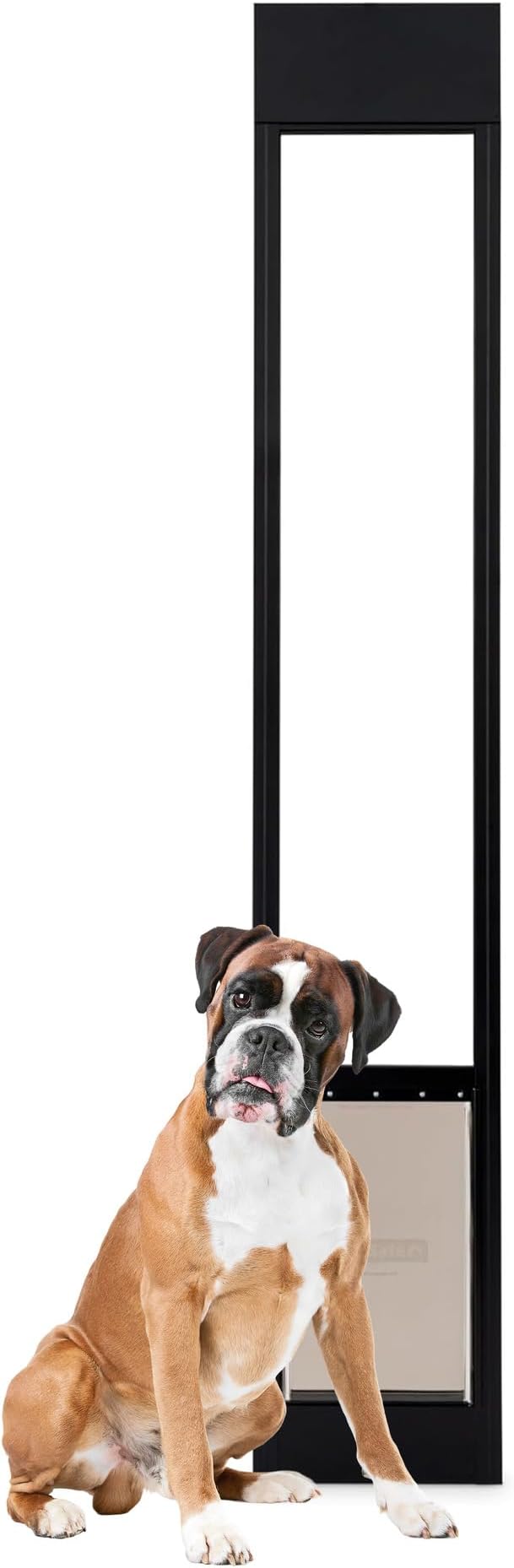 PetSafe 1-Piece Sliding Glass Pet Door for Dogs and Cats - Adjustable Height up to 80 11/16"- Large, Black, No-Cut DIY Install, Aluminum Patio Panel Insert, Great for Renters or Seasonal Installation
