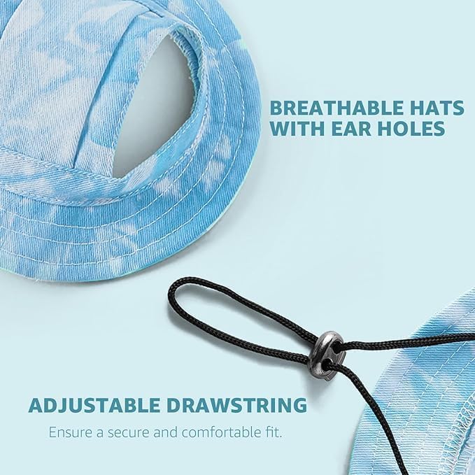 Cat Sun Hat, Baseball Cap with Ears Exposed, Outdoor Sports Hat, Suitable for Small Cats (Blue, Small)