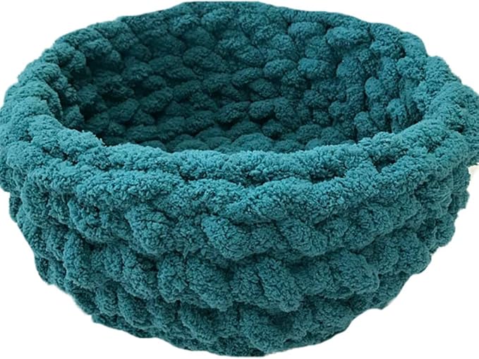Diameter 18" Cat Bed,Chunky Knit Cat Bed,Pet Bed,Pet Cave,Pet Bedding,Chenille Yarn Kitty Cave,Handmade Chunky Knit Cat Cave