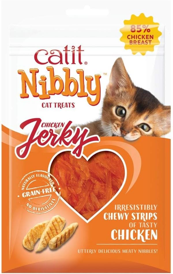 Catit Nibbly Jerky Cat Treats, Chicken Recipe - Grain-Free Cat Treat White 1.06 Ounce (Pack of 1)