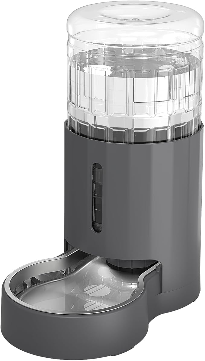 JUNSPOW Cat Water Dispenser and Stainless Steel Bowl, Automatic Gravity Water Dispenser for Cats or Small Medium Size Dogs, Large Capacity, Easy to Clean and Safe for Pets