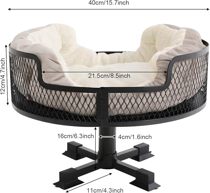 Desk Cat Bed, Stable Stainless Steel Cats Bed with Pad, Modern Pet Furniture Cat Nest, 22Lbs Capacity Desk Stand for Small & Medium Cats & Dog, for Living Room, Study Room, Office