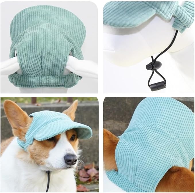 Selena Baseball Cap for Dog Cat with Ear Holes Adjustable Hat Cute Puppy Kitten Pet Outdoor Sun Protection Sport Costume Apparel (Medium,Green)