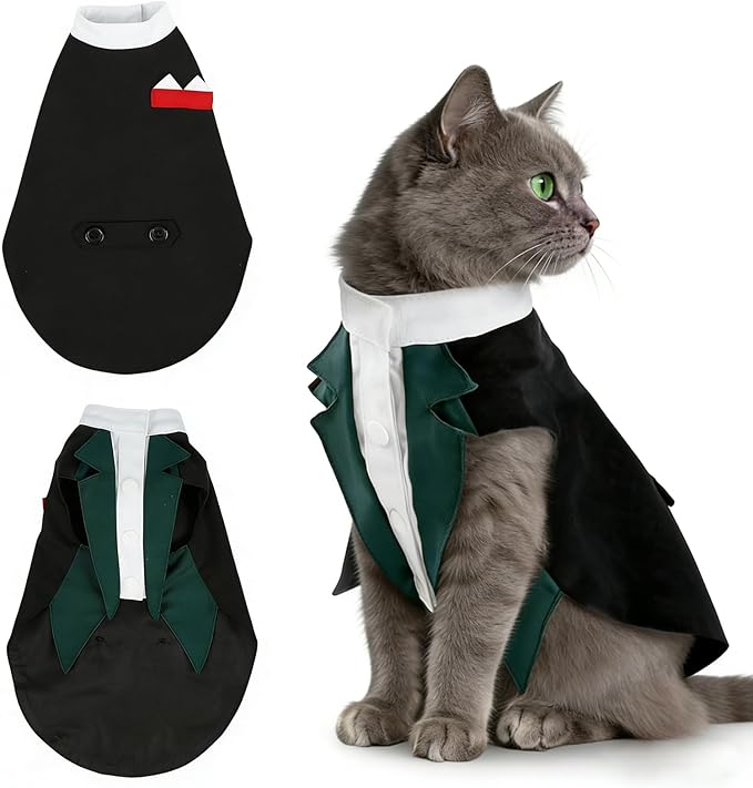 Black Cat Tuxedo Suit, Size for All Cats,Stylish Cat Tuxedo Outfit Formal Suit, Kitten Formal Attire Wedding Birthday Onesie Costume, Pet Fashion Apparel Fancy Clothes