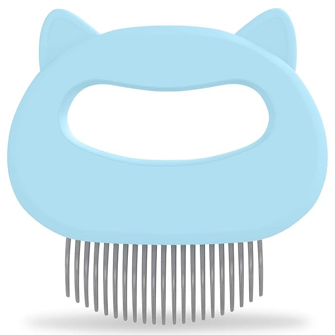 Cat Grooming Comb - Blue Massage Comb - Light Hair or Fur Removal Soft Dematting Detangling and Deshedding - Pet Shedding Remover Tool for Cats Dog Rabbit