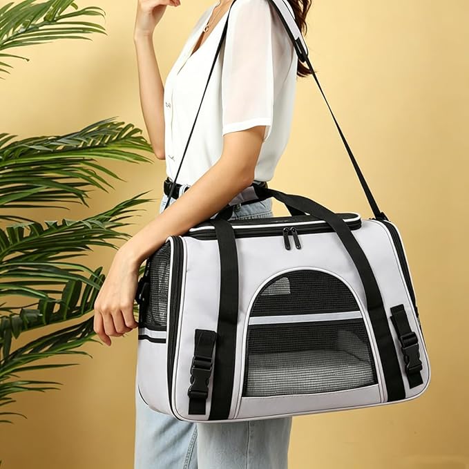 Cat Carriers, Dog Carriers, Pet Carriers – Airline-Approved Soft-Sided Bag for Cats & Small Dogs (Up to 15 lb), Foldable, Breathable Mesh, Privacy Cover, Washable & Lightweight
