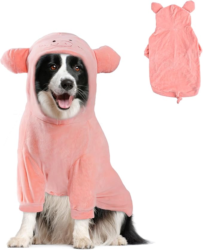 NACOCO Halloween Pig Dog Costume - Pet Christmas New Year Hoodie Warm Party Coat Outfit for Small and Medium Cat Dog Clothes(Pink Pig,XL)