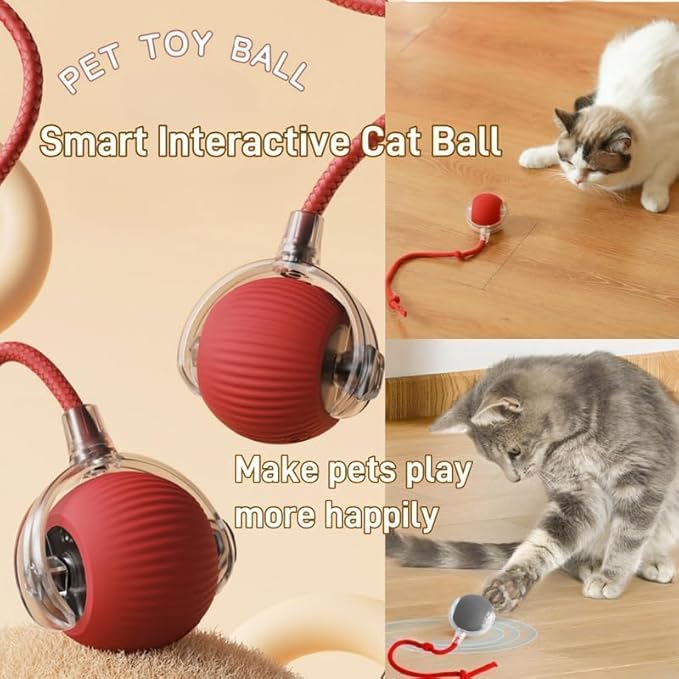 360°Interactive Rolling Cat Ball - Automatic Chew Toy for Active Cats & Small Dogs, Smart Fast Rolling Pet Toy