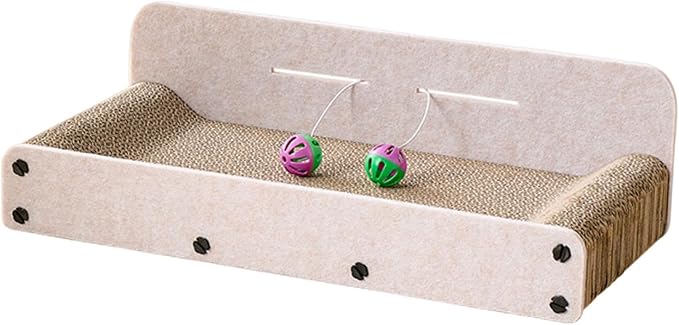 Cat Scratcher Lounge Bed Corrugated Paper Furniture Cute with Interactive Ball Accessory