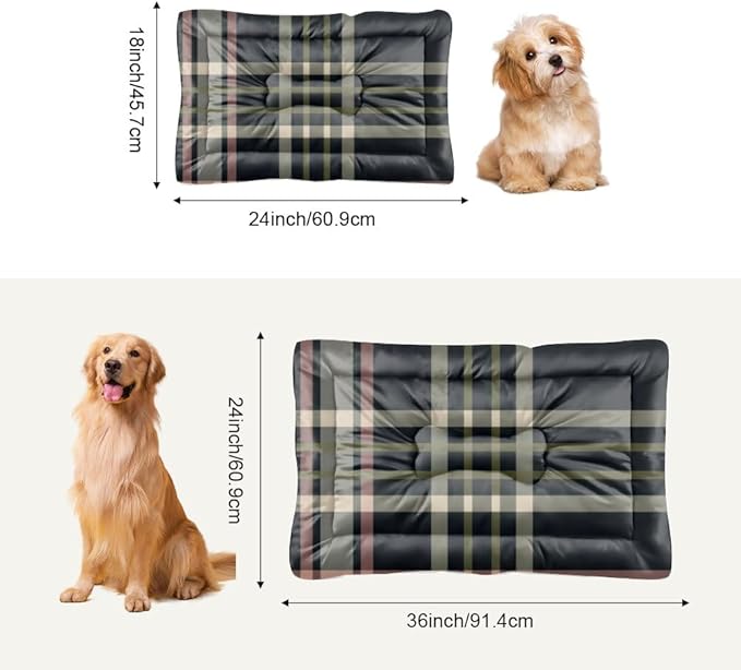 Pink Grey Plaid Cat Mat Non Slip Bottom Cat Sleeping Mats Soft Beds for Household Pets Dog Friendly Furniture Printed Crate Bed Gift Flat Bed 24× 18 Inch