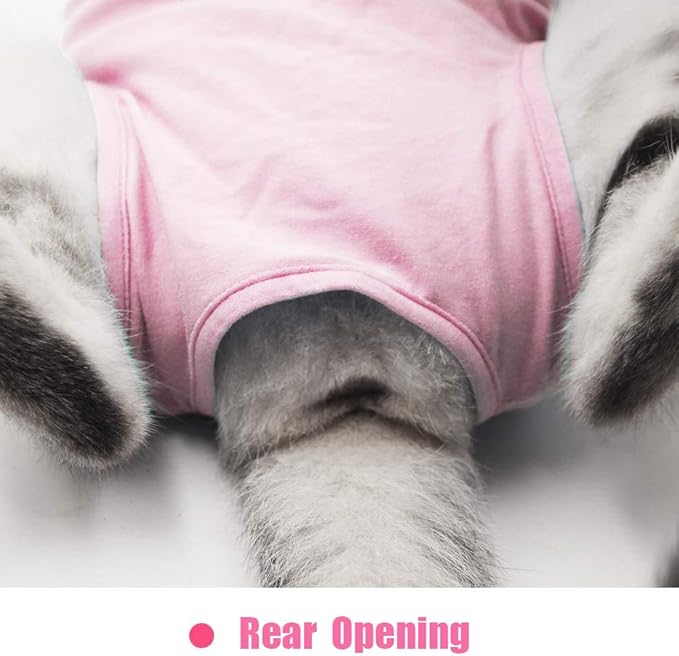 Yeapeeto Cat Professional Recovery Suit for Abdominal Wounds and Skin Diseases, E-Collar Alternative for Cats and Dogs, After Surgey Wear Anti Licking, Recommended by Vets（Pink,L