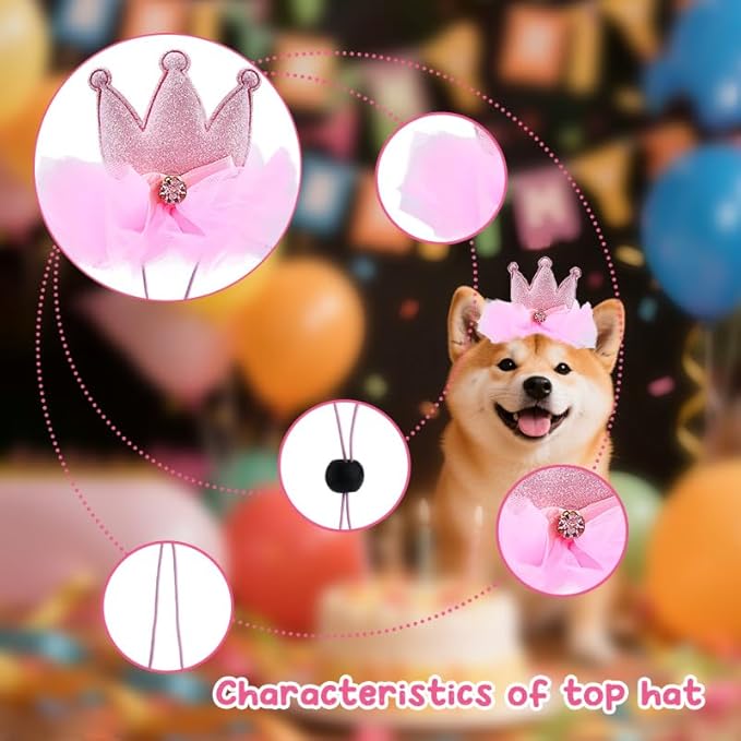 Birthday Girl Hat for Daughter Granddaughter Crown Hat with Lace Happy Birthday Hats for Girls Pink Cap for Pet Dog Cat Bday Hats for Girl Daughter Granddaughter Bday Party Hats for Girls