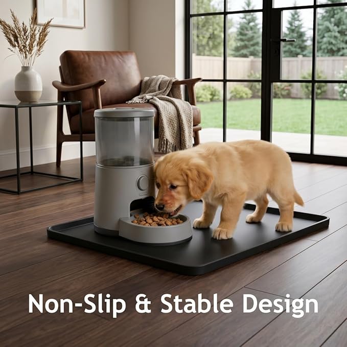20x20 Square Pet Fountain Mat for Cat Water Fountain, Waterproof Pet Bowls Mat with Raised Edge, Non-Slip Cat Dog Water Dispenser Mat Protects Floors from Water & Food Spills