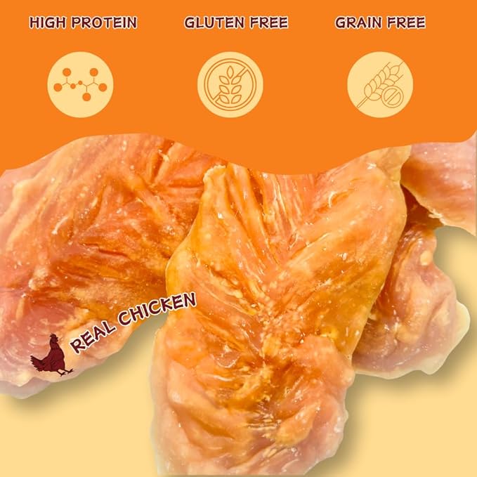 Chicken Jerky Dog Treats, Slow-Roasted Chewy Snacks for Training, for Medium & Large Dogs,Grain-Free, High-Protein Chewy Dog Training Treats, 3.53 Ounce