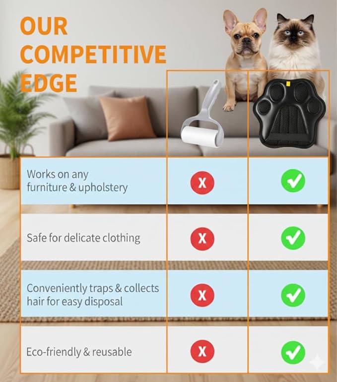 Pet Hair Remover Glove – Reusable Dog and Cat Grooming Glove, Pet Hair Removal Brush for Furniture, Clothes, Carpet, Car Seats – Washable and Eco-Friendly Grooming Supplies