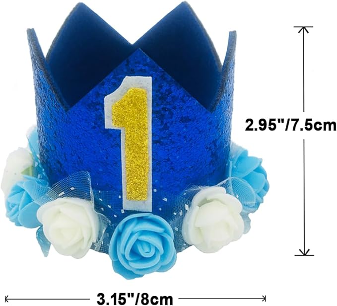 Dog Birthday Hat Adjustable Reusable Crown for Dogs Cats Puppy Kitten Birthday Party Headband with Numbers Dark Blue