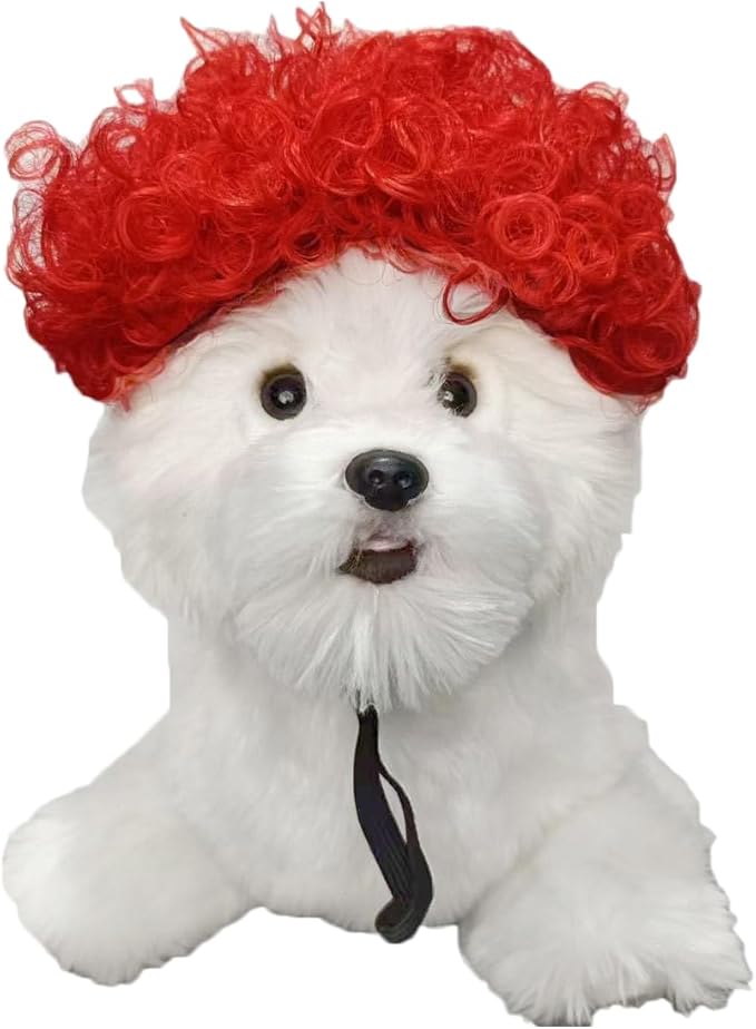 Psivika Pet Wigs Funny Dog Cat Cosplay Wig Pet Costume Cat Cosplay Decoration for Halloween, Christmas, Parties, Festival (Red)