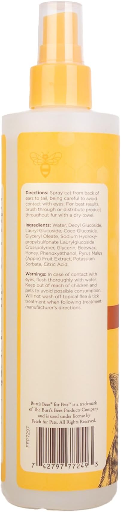 Burt's Bees for Pets Waterless Cat Shampoo Spray, No-Rinse Cat Dry Shampoo with Shea Butter & Honey for Gentle Cleaning Between Baths, pH Balanced, No Harsh Detergents, 10 Fl Oz - 6 Pack
