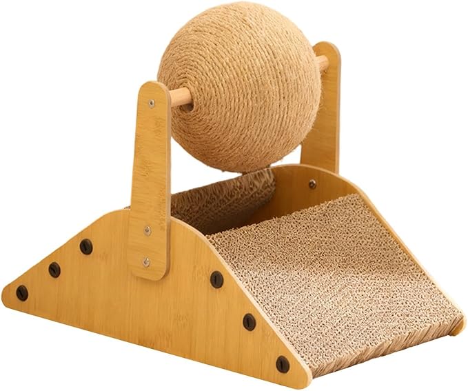 Indoor Cats Scratcher Bed Sisal Scratcher Board Furniture Protection Kitten Scratch Pad with Ball for Kittens Gifts Curled up, S