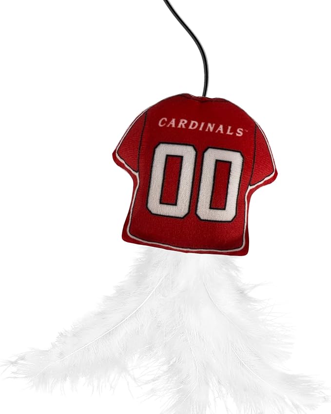 NCAA Louisville Cardinals Team Jersey Wand with CAT NIP, Cat Toy Jersey Shaped Plush Teaser Toy for Cats & Kittens - Interactive Pet Toy for Play & Exercise