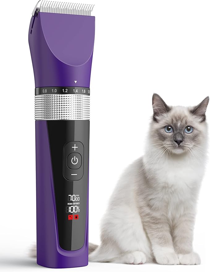 oneisall Cat Clippers for Matted Hair, 5-Speed Low Noise Cat Grooming Kit with 6-in-1 Adjustable Blade, Waterproof Cat Trimmer for Long Hair, Cat Shaver with Guard Combs for Dogs Cats Animals