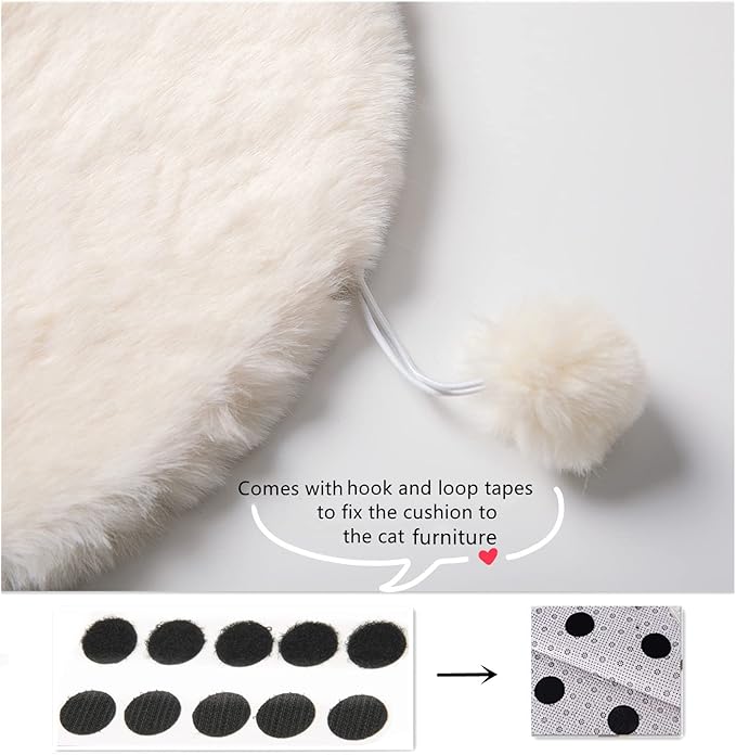 SHENGOCASE 2-Pack Oval Faux Rabbit Fur Cat Dog Bed Cushion Pad Mat, Cat Tree Tower Replacement Cushion House Cage Crate Kennel Furniture