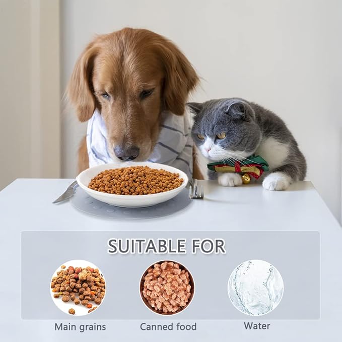 Shallow Cat Food Dish Ceramic Cat Plates for Wet Food Flat Cat Bowl for Whisker Fatigue Wide Kitten Feeding Tray Cute Cat Food Bowl Non Slip Cat Feeding & Watering Supplies (3 Sets)