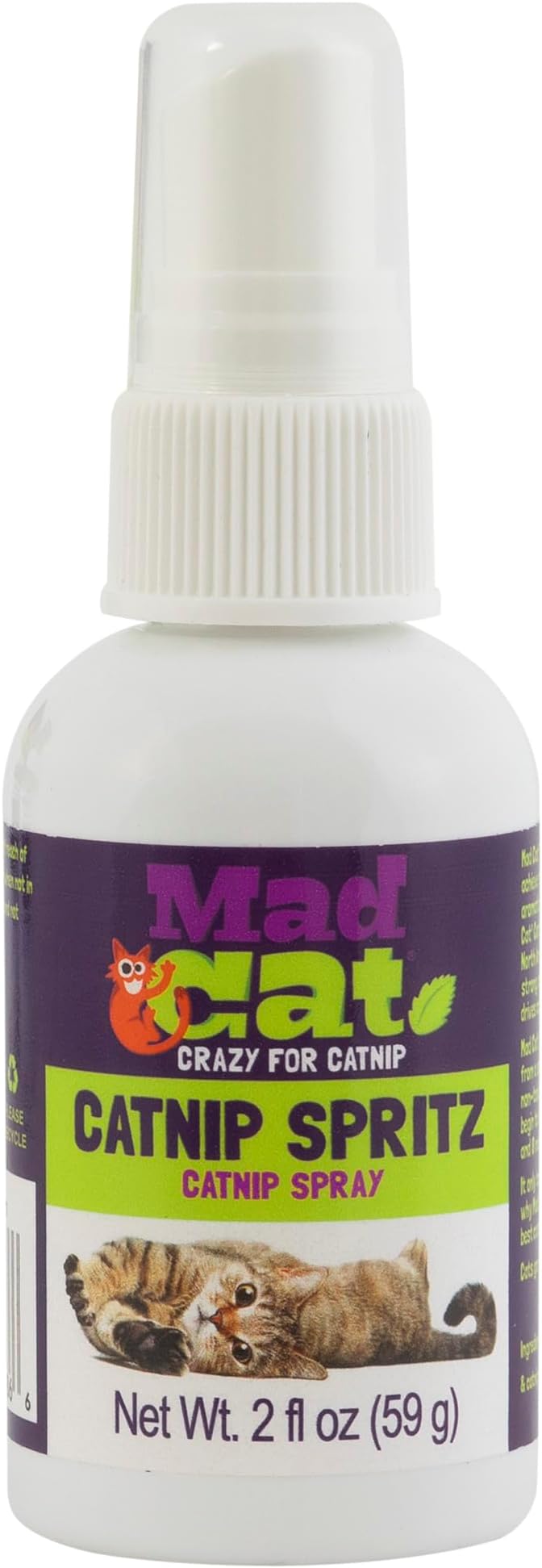 Mad Cat Frisky Spritz Safe Dye-Free Non- Toxic Pure North American Catnip Spray, 2 fl oz (59 g)