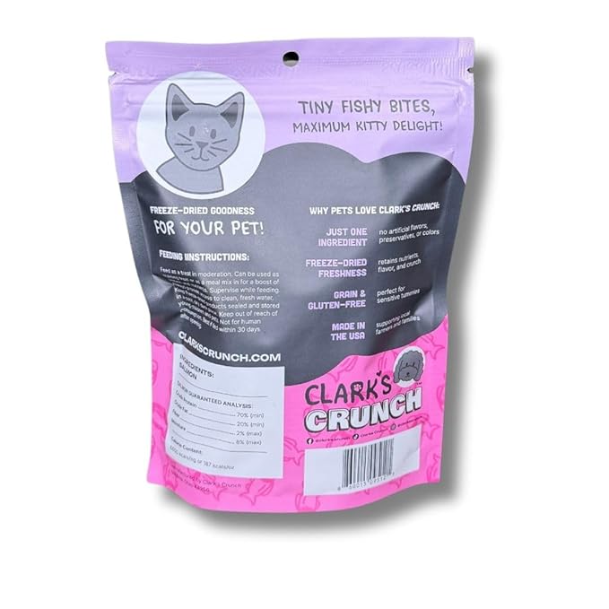 | Freeze Dried Cat Treats | Salmon Bites, Single Protein | Premium Quality | Grain Free Training Treats for Cats, 2 oz Pouch