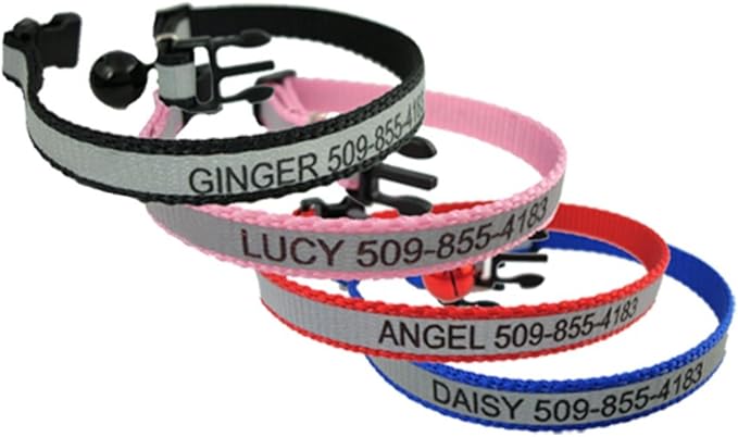 Reflective Cat Collar. Safety Release Buckle. Adjustable Cat Collar (Black,)