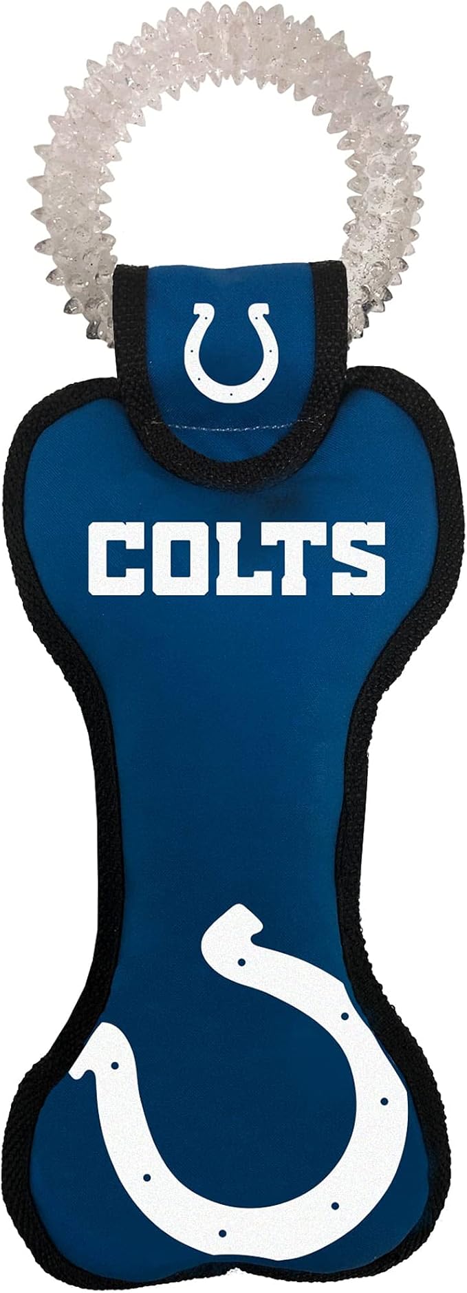 Pets First NFL Indianapolis Colts Dental Dog TUG Toy with Squeaker. Tough PET Toy for Healthy Fun, Teething, & Cleaning Pet's Teeth & Gum, NFL Team Color
