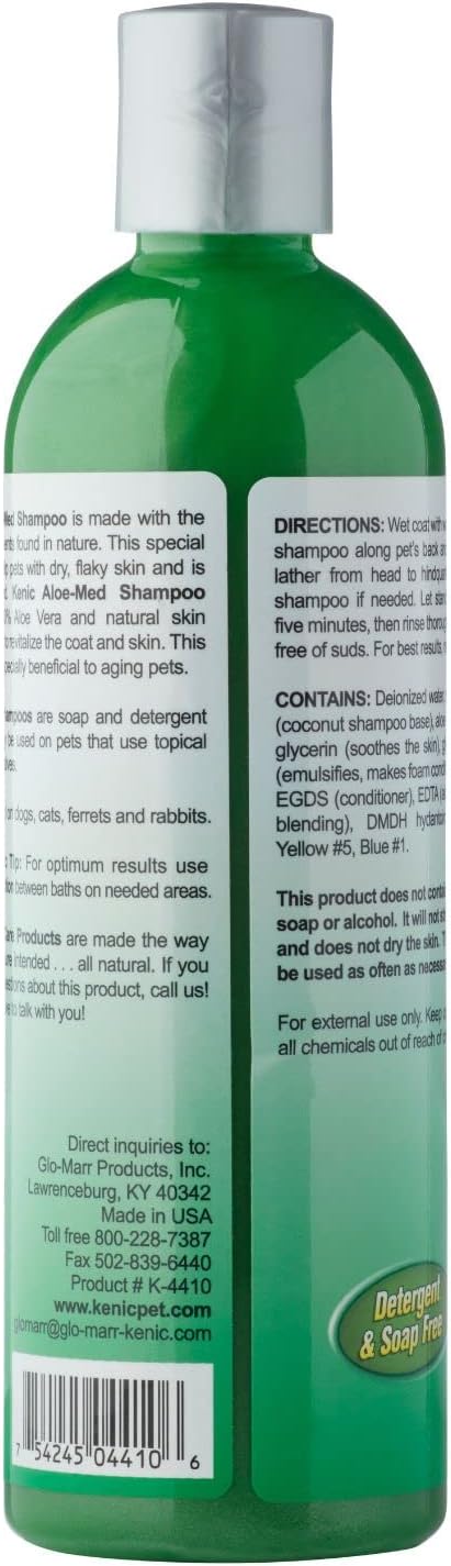 Kenic Aloe-Med Moisture Rich Conditioning Pet Shampoo – Restorative Aloe Blend for Hydration & Shine, Soap & Paraben-Free, Made in USA